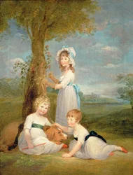 Der Earl of Lincoln, Lady Anna Maria und Lady Charlotte Pelham Clinton, die Kinder des 4. Herzogs von Newcastle